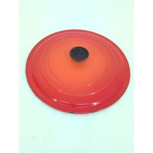 Vintage LE CREUSET Orange  ENAMEL CAST IRON 10" E LID FRANCE Fits 9 1/4" Inside